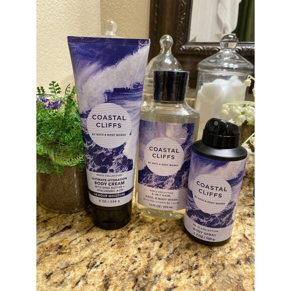 Bath & Body Works Mens “Coastal Cliffs” New 3-Pc Set